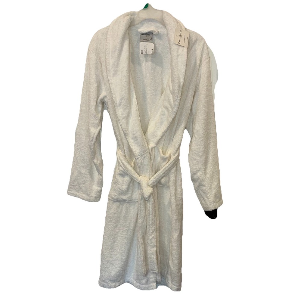 Enchante Home White Luxury Bath Robe 100% Turkish Cotton Hotel Spa NWT